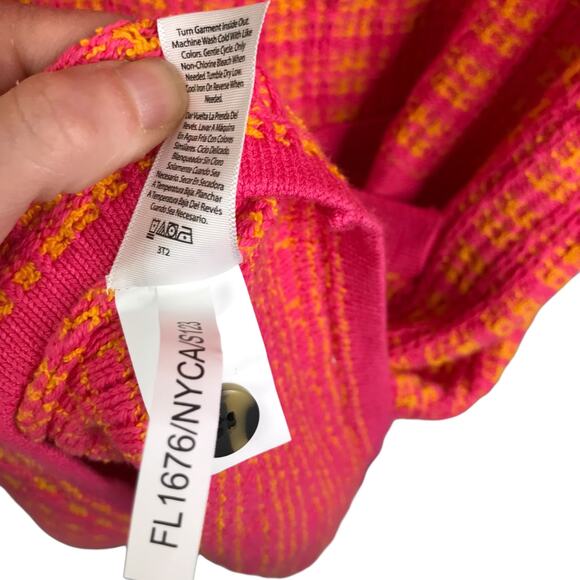 Free Assembly Sweater Dress Women's M Pink Orange Short Sleeve Woven V-Neck - Picture 14 of 14